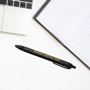 Caneta Preta Cores e Nome da Escola Preto e Dourado