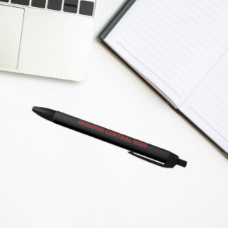 Caneta Preta Cores e Nome da Escola Preto e Vermelho