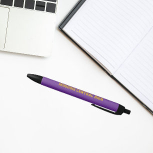 Caneta Preta Cores e Nome da Escola Roxo e Dourado