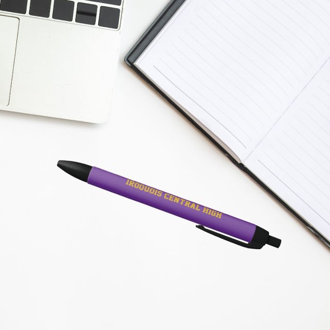 Caneta Preta Cores e Nome da Escola Roxo e Dourado (In Situ)
