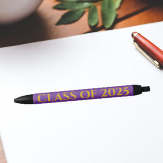 Caneta Preta Cores Escolares Roxo e Dourado Ano de Turma