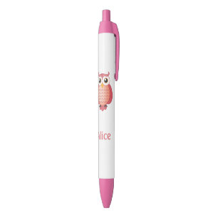 Caneta Preta Coruja cor-de-rosa bonito com nome