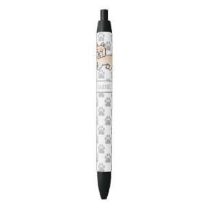 Caneta Preta Cream Cairn Terrier Cute Cartoon Cog & Name