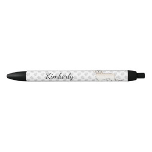 Caneta Preta Cream Mini Goldendoodle Cartoon Cão e Nome