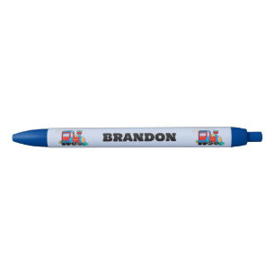 Caneta Preta Crianças Treinam Meninos Nome Personalizado Azul