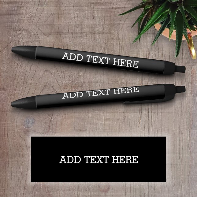 Caneta Preta Crie Preto - Torne-O Seu Texto Personalizado (Personalized writing pens - Add your text and choose a background color)
