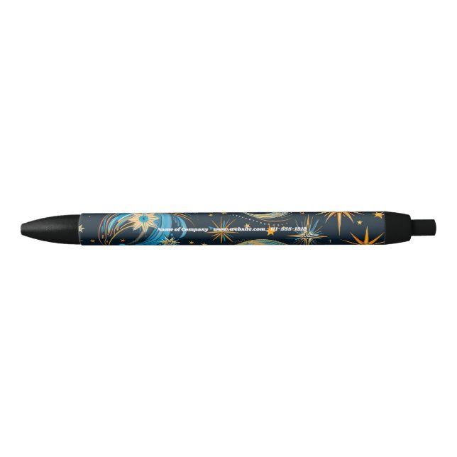 Caneta Preta Crie Seu Próprio Sol Lua e Estrelas Azul e Dourado (Frente)