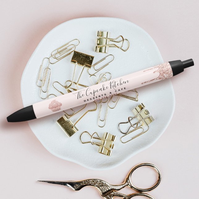 Caneta Preta Cupcake de Lixo Dourado para Lixeira rosa Pastelar (Criador carregado)