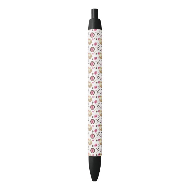 Caneta Preta Cupcakes de aquarela (Frente Vertical)
