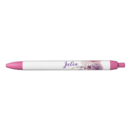 Caneta Preta Customizable Pretty Petals Floral Pen