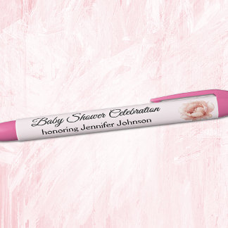 Caneta Preta Cute Blush Favor de Baby Shower Rosa para Menina c