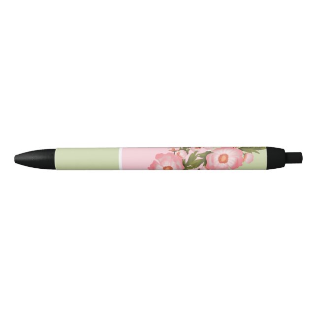 Caneta Preta Cute Pen with a floral design for school girls  (Frente)