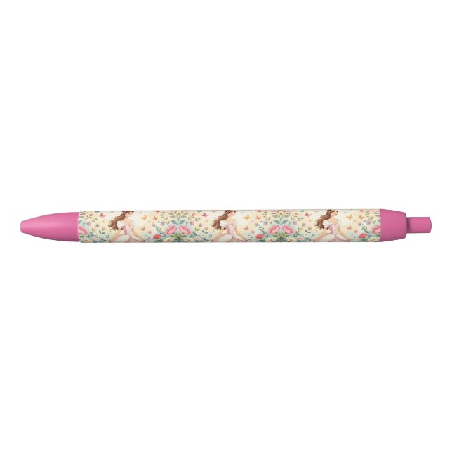 Caneta Preta Cute princess with butterflies (Frente)