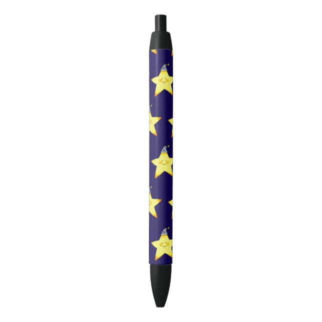 Caneta Preta Cute Sleepy Star Cartoon Illustration (Frente Vertical)