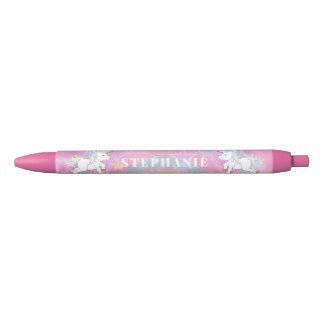 Caneta Preta Cute Unicorn Design - Personalize  Pencil