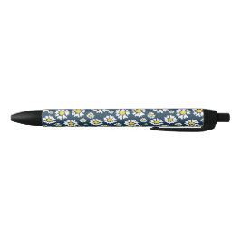 Caneta Preta Daisy Pattern, Floral Pattern, White Daisies