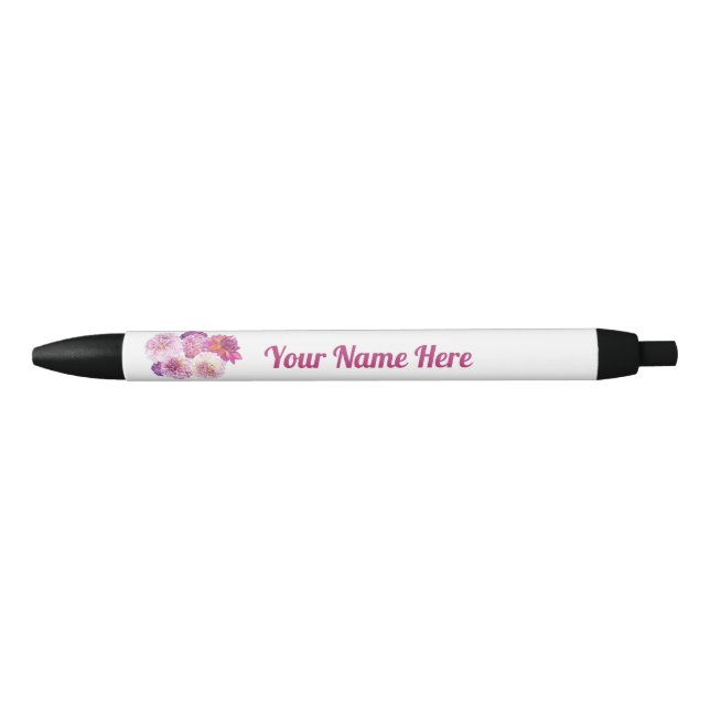 Caneta Preta Dazzling Dahlias Personalized  (Frente)