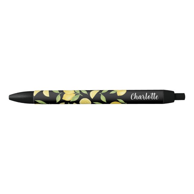 Caneta Preta De Volta à Escola Aquarela Limão Fruta Preta (Frente)
