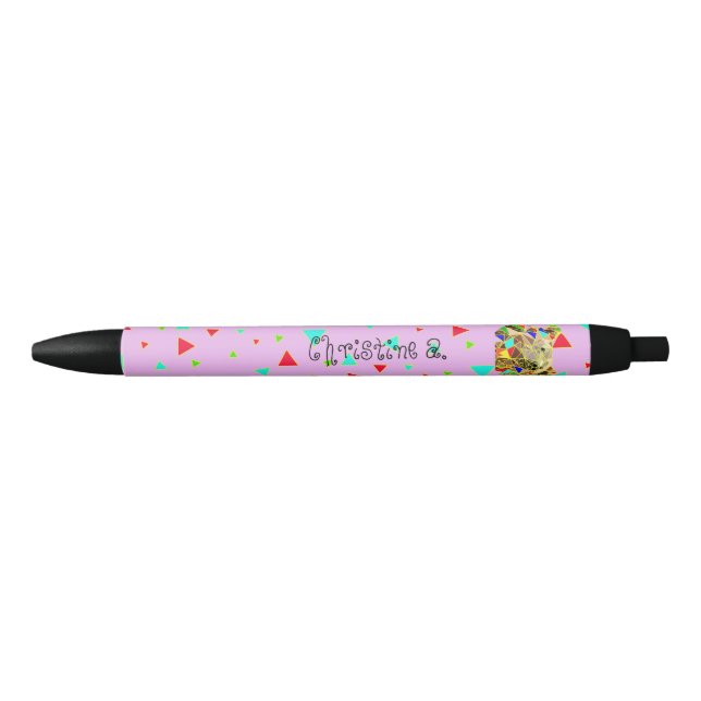 Caneta Preta De volta à escola Nome personalizado design de urs (Frente)