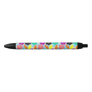 Caneta Preta desenho de padrões de flores coloridas