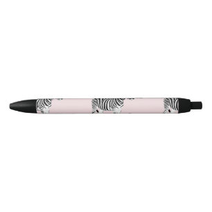 Caneta Preta Design cor-de-rosa com zebra branca e negra