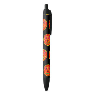 Caneta Preta Design de Ilustração de Pizza Sorridente