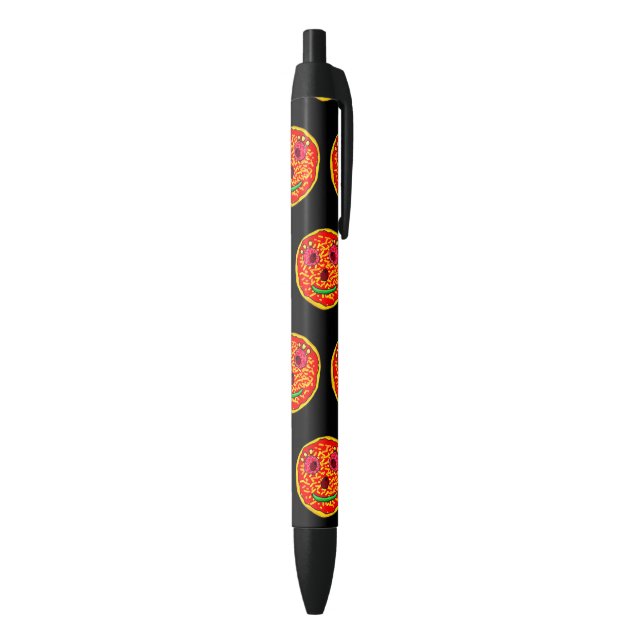 Caneta Preta Design de Ilustração de Pizza Sorridente (parte de inferior (Vertical))