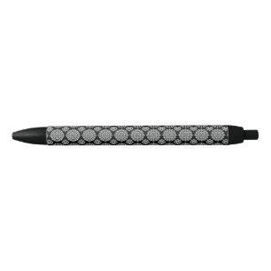 Caneta Preta Design de Mandala Preto e Branco