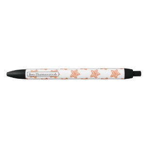 Caneta Preta design de praia de peixe-estrela laranja