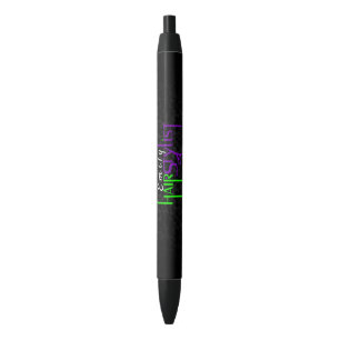 Caneta Preta Design de texto Verde E Roxo