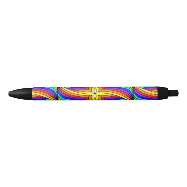 Caneta Preta design floral multicolor (Frente)