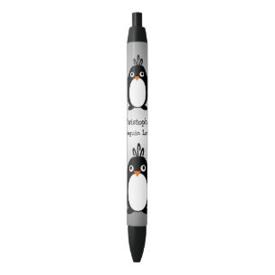 Caneta Preta Design personalizado do pinguim
