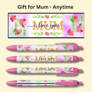 Caneta Preta Dia de as mães - Eu Amo Você Mãe Flores Rosa