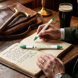 Caneta Preta Dia de São Patrício Bandeira da Irlanda Nome Perso