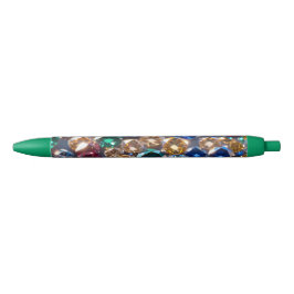 Caneta Preta Diamantes De Muitas Cores
