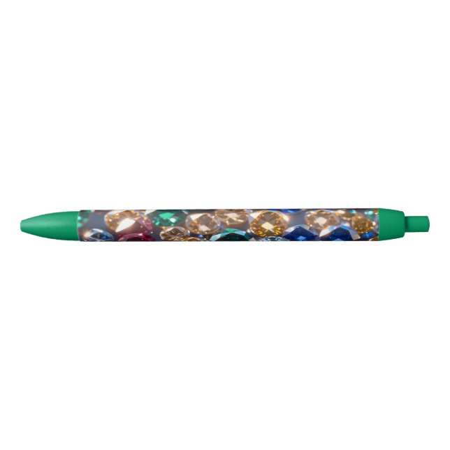 Caneta Preta Diamantes De Muitas Cores (Frente)