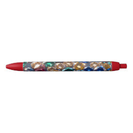 Caneta Preta Diamantes De Muitas Cores