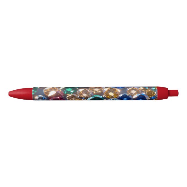 Caneta Preta Diamantes De Muitas Cores (Frente)