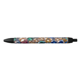 Caneta Preta Diamantes De Muitas Cores