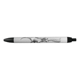 Caneta Preta Dinocorn Chrome   Dinossauro Silver Unicorn Corado