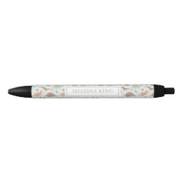 Caneta Preta Dinossauros Crianças Boho Nome Personalizado Dinos