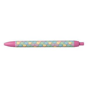 Caneta Preta doce colorido padrão de coração dia dos namorados