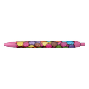 Caneta Preta Doce de Botão Colorido Excêntrico