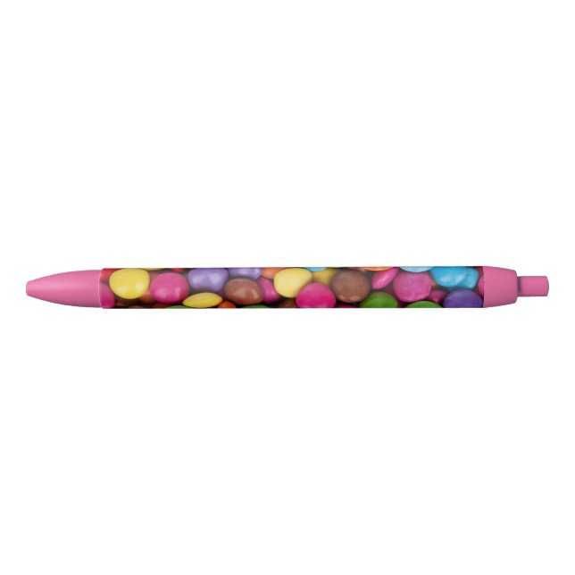 Caneta Preta Doce de Botão Colorido Excêntrico (Frente)