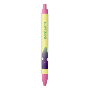 Caneta Preta Doce figueira roxa feliz desenho animado