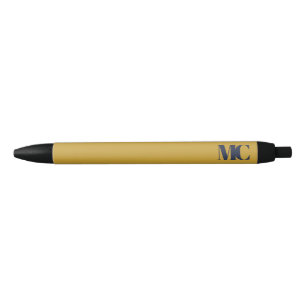 Caneta Preta Dourado Azul Naval Monograma Monogramado Elegante