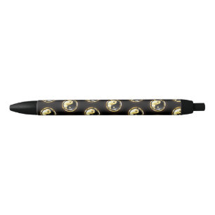 Caneta Preta Dourado Yin Yang a preto