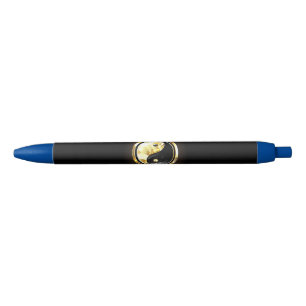 Caneta Preta Dourado Yin Yang a preto