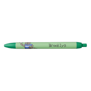 Caneta Preta Dragão Komodo engraçado bonito jogando cartoon de 
