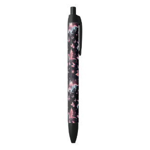 Caneta Preta Dragão Mistura Unicórnio Rosa